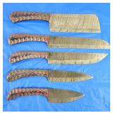 Damascus Chef Knife Set of 5, New [x5]