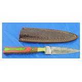 Damascus Boot Dagger w/Sheath, New
