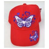 Red Butterfly Ball Cap, Junior Size New