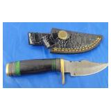 Damascus Knife w/Sheath, New
