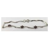 Sterling Red Floral Design Bracelet
