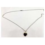 Sterling Red Enamel Heart Pendant Necklace