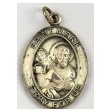 Sterling St Mark Oval Medal Pendant