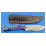 Damascus Knife w/Sheath, New