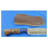 Damascus Knife w/Paddle Sheath, New
