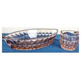 Pink Glass Serving Bowl & Creamer (2)