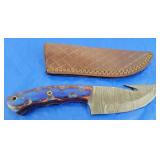 Damascus Knife w/Sheath, New