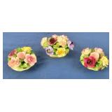 1945 Denton China Porcelain Flowers [x3]