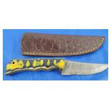 Damascus Knife w/Sheath, New