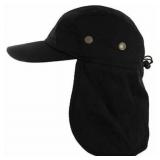 Blk Ball Cap w/ Neck Flap, New