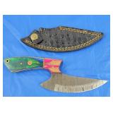Damascus Ulu Knife w/Sheath, New