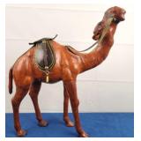 Leather Camel Figure Figurine With Saddle & Reins