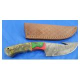 Damascus Knife w/Sheath, New