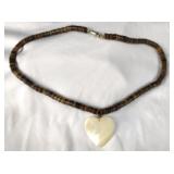 Wafer Cut Stone Necklace w/ MOP Heart