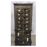 Oriental Black Lacquer MOP Jewelry Armoire
