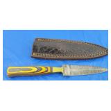 Damascus Boot Dagger w/Sheath, New