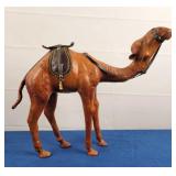 Leather Camel Figure Figurine With Saddle & Reins