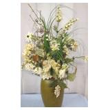 Drip Olive Vase w/Floral Arrangement