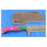 Damascus Knife w/Paddle Sheath, New