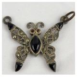 Sterling Butterfly w/ Black Onyx Accent Stones