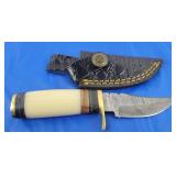 Damascus Knife w/Sheath, New