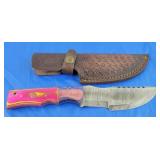 Damascus Knife w/Sheath, New
