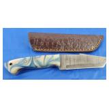 Damascus Knife w/Sheath, New
