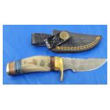 Damascus Knife w/Sheath, New