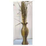 Lg Metal Vase w/Dried Fauna