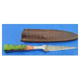 Damascus Boot Dagger w/Sheath, New