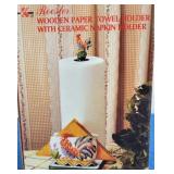 Rooster Wood Paper Towel w/ Napkin Holder