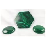 Malachite Carbachons (2) & Hexagonal Slab Stone