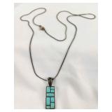 Sterling & Turquoise Pendant w/ Silver Tone Chain