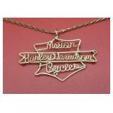 Unique Goldtone Harley Davidson Necklace