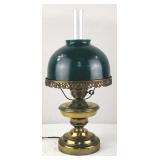 Brass Table Lamp w/Green Glass Shade