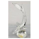 10" Clear Blown Glass Dolphin