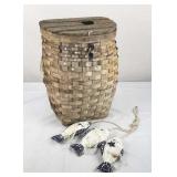 Wicker Fishing Basket & String of Fish