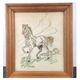 Framed Stitched on Linen Horse