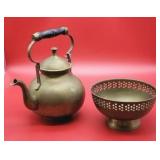 Brass Kettle & Bowl