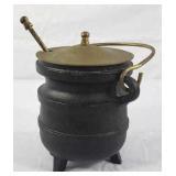 Cast Iron Fire Starter Pot w/Brass Lid & Wand