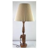 Wood Carved Elephants Lamp