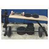 Weight Bench w/Weights, Pushup Handles