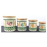 Vegetable Medley 4pc Canister Set w/ Wooden Lids