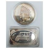 Indian Head Silver Round, Silver Bar