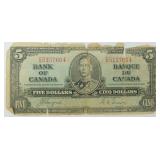 1937 $5 Bank of Canada Bank Note