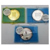 (3) Post Office Coins .999 Silver, 3 oz