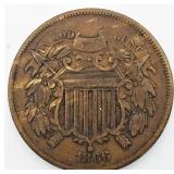 1866 Two Cent Piece VF35