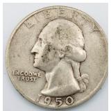 1950-D/S Washington Quarter (1) VF35