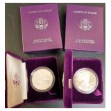 1987, 1989 American Silver Eagle (2 Coins) PROOF