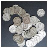 1930-1945 Mixed Mercury Dimes (50)